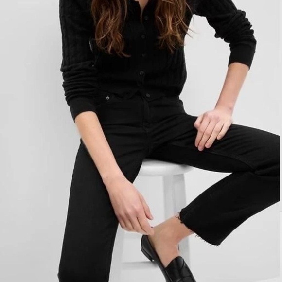 GAP Mid Rise Vintage Slim Stretch Jeans 32/14 Tall Black Rinse Raw Hem #795399 - Picture 2 of 15